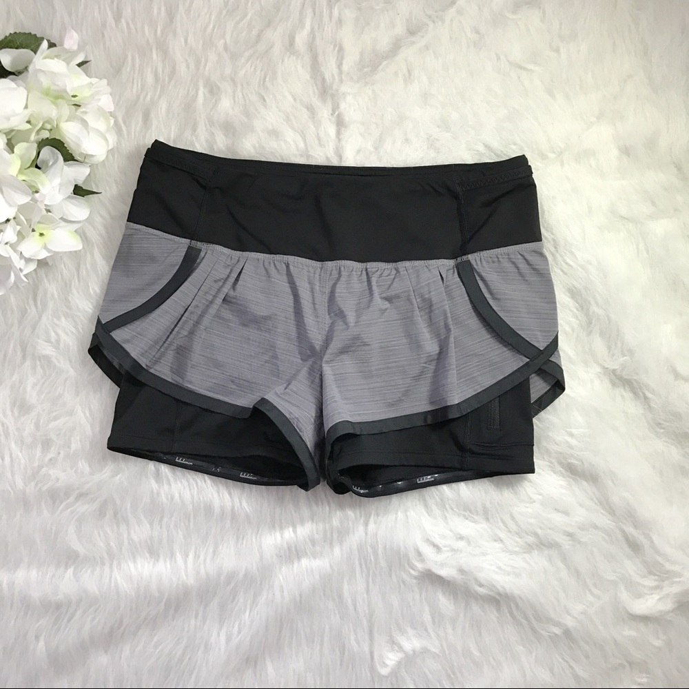 lululemon athletica Black and Gray Layered Athletic Shorts